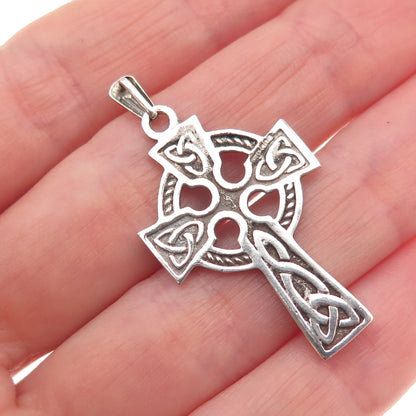 Thomas O'Connor 925 Sterling Vintage Dublin Celtic Cross Oxidized Charm Pendant