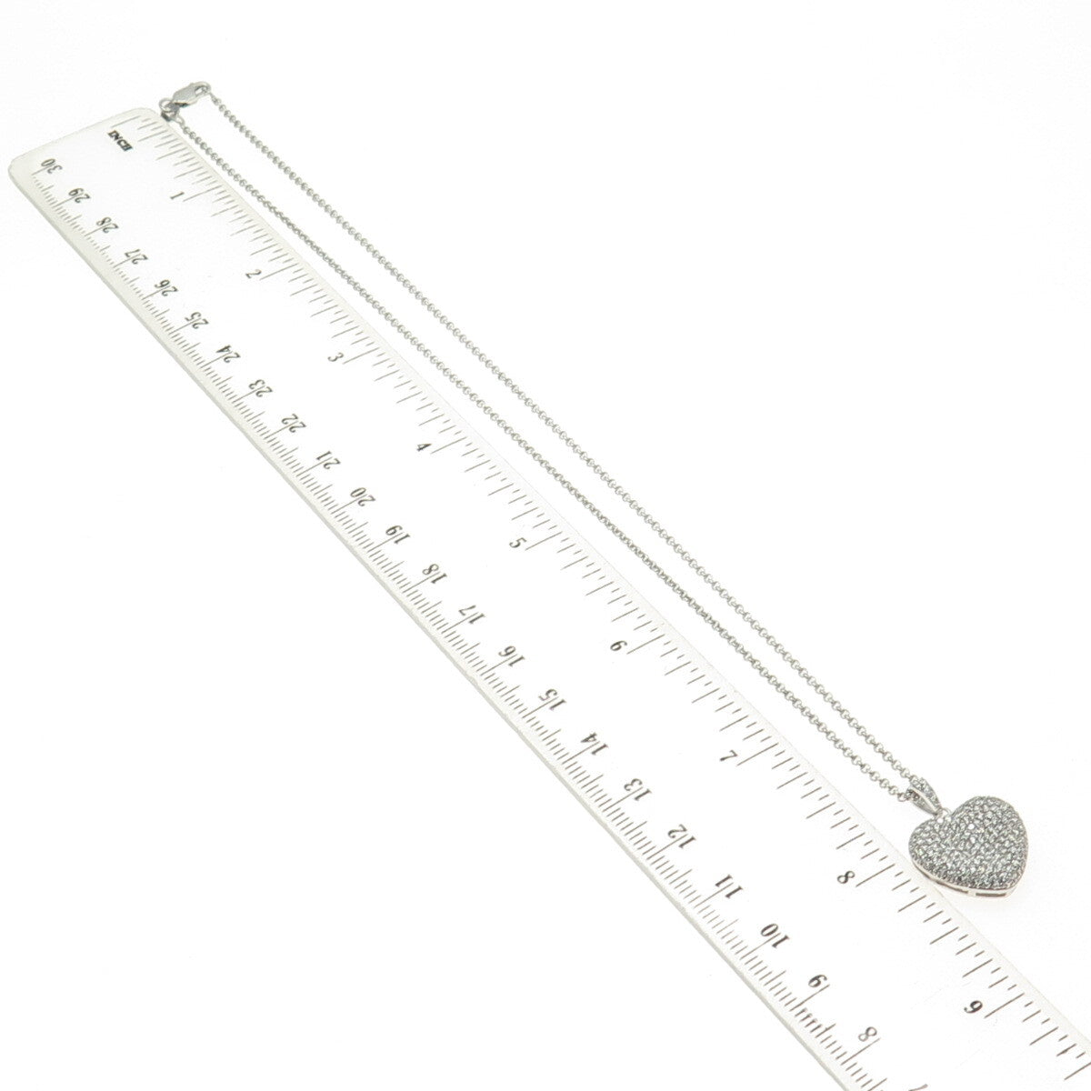 925 Sterling Silver Round-Cut C Z Heart Cable Chain Necklace 16"