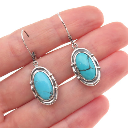 Whitney Kelly 925 Sterling Silver Vintage Real Turquoise Dangle Earrings