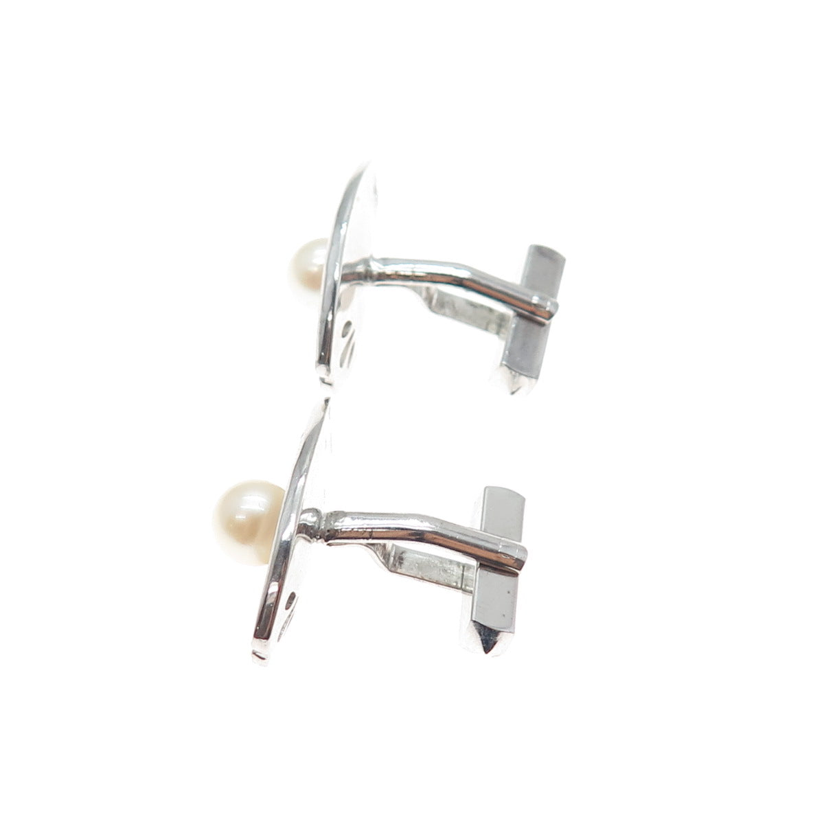 925 Sterling Silver Antique Japan Real Akoya Pearl Cufflinks