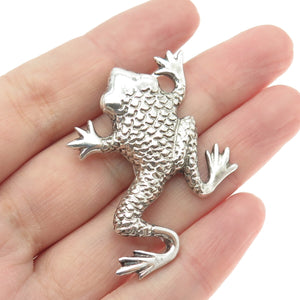 925 Sterling Silver Vintage Mexico Frog For Good Luck Pin Brooch