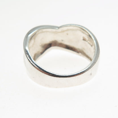 925 Sterling Silver Vintage Modernist Crisscross Ring Size 6.75