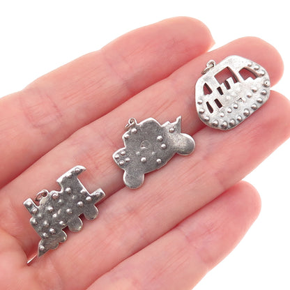 925 Sterling Antique Rhinestone Carriage Ship Train Pendants (missing 12 stones)