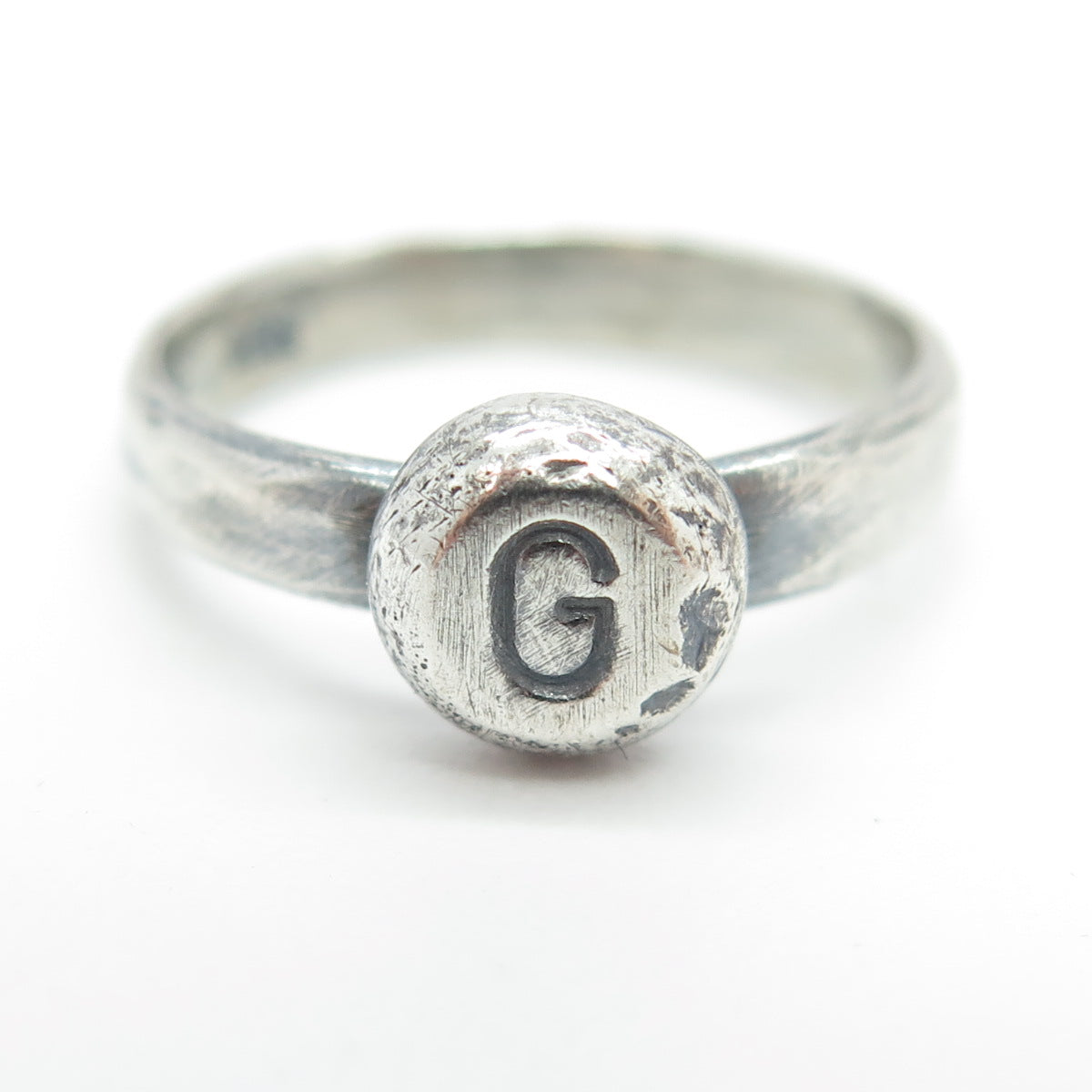 925 Sterling Silver Vintage Letter "G" Initial Ring Size 6.25