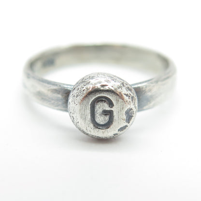925 Sterling Silver Vintage Letter "G" Initial Ring Size 6.25
