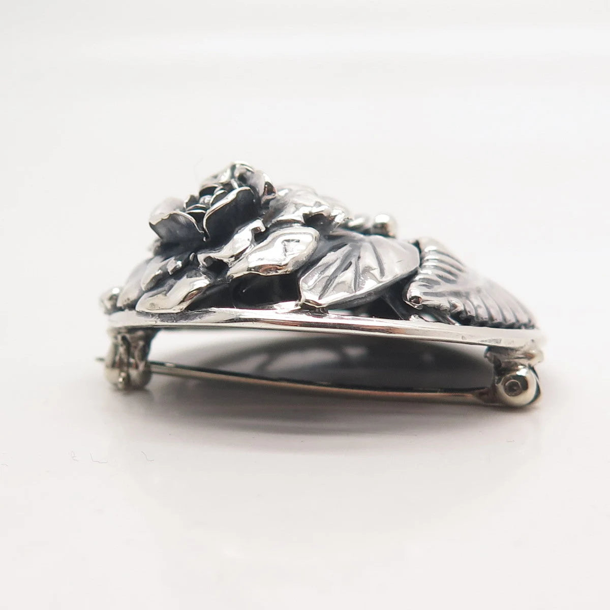 925 Sterling Silver Vintage Floral Leaf Pin Brooch