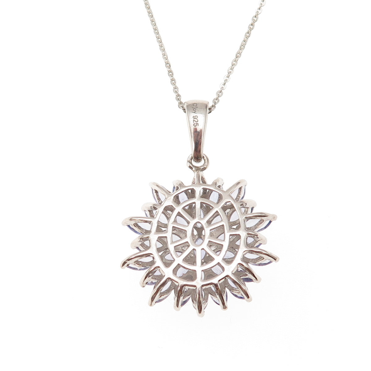 D'Joy 925 Sterling Silver Real Tanzanite Floral Cable Chain Necklace 20"