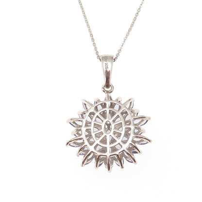D'Joy 925 Sterling Silver Real Tanzanite Floral Cable Chain Necklace 20"