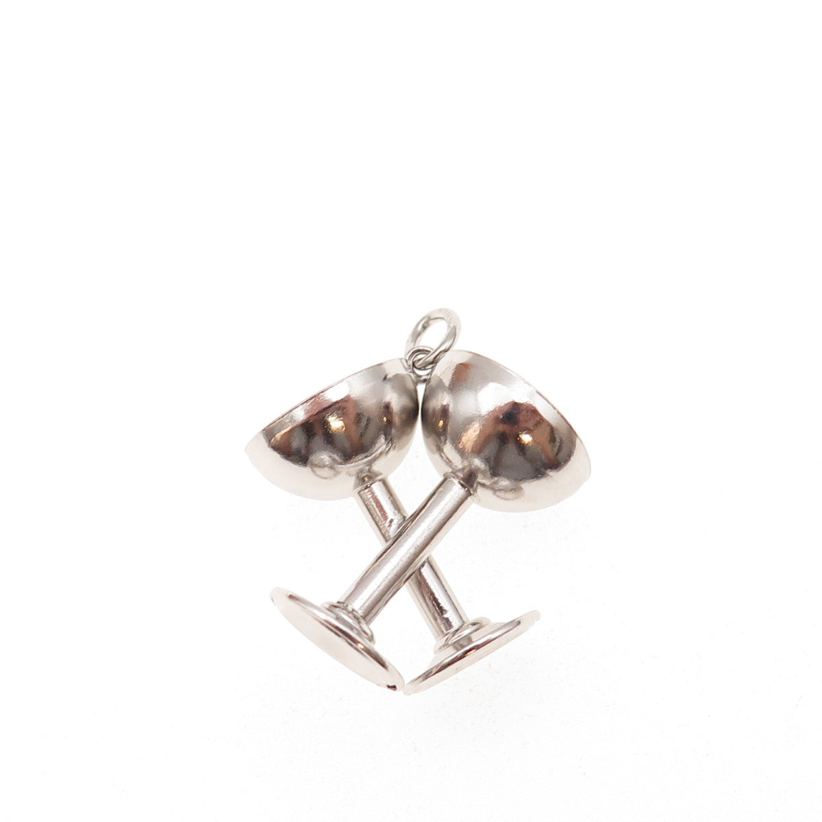 Art's Elegance 925 Sterling Silver Vintage Crossed Wine Glasses Charm Pendant