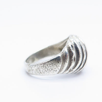 925 Sterling Silver Vintage Ribbed Ring Size 7.75