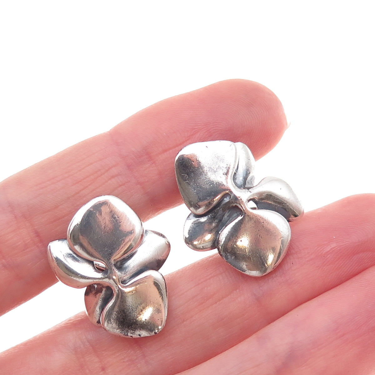 Angela Cummings 925 Sterling Silver Vintage Orchid Floral Omega Back Earrings
