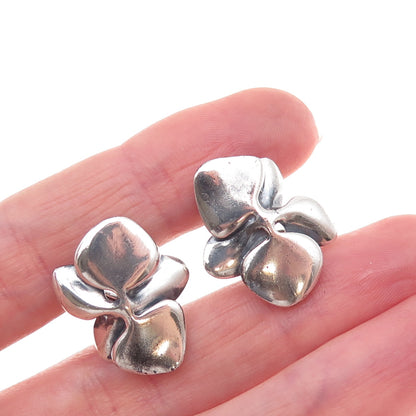 Angela Cummings 925 Sterling Silver Vintage Orchid Floral Omega Back Earrings