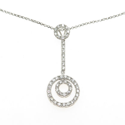 925 Sterling Silver Round-Cut C Z Circle of Life Drop Rolo Chain Necklace 16"