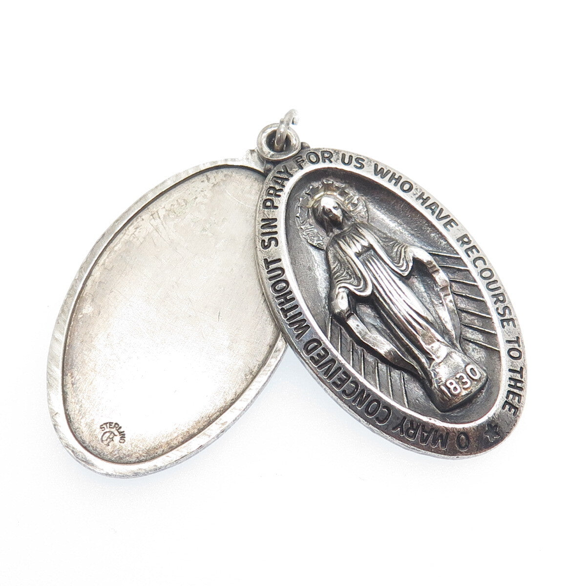GORHAM Sterling Silver Antique St. Mary St. Christopher Slide Dual Sided Pendant
