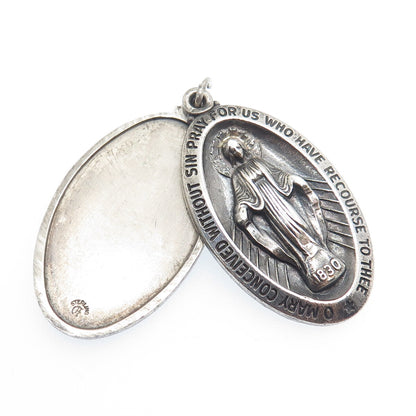 GORHAM Sterling Silver Antique St. Mary St. Christopher Slide Dual Sided Pendant