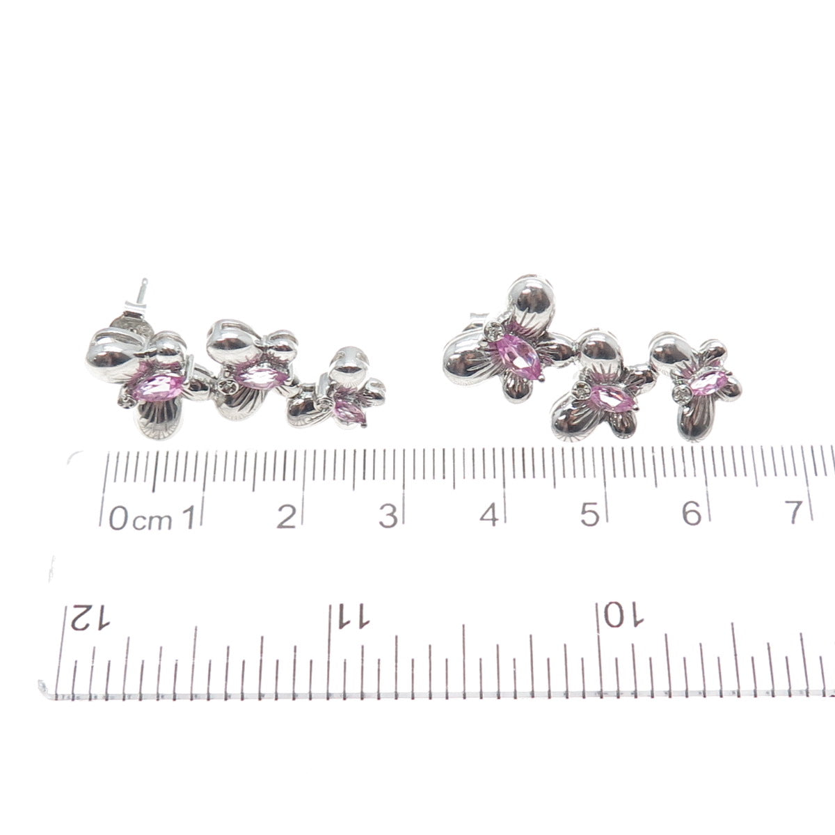 ALWAND VAHAN Sterling Silver Real Diamond Accent & Pink Topaz Butterfly Earrings