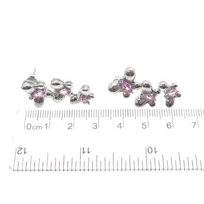 ALWAND VAHAN Sterling Silver Real Diamond Accent & Pink Topaz Butterfly Earrings