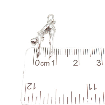 925 Sterling Silver Vintage Female Diver 3D Mini Charm Pendant