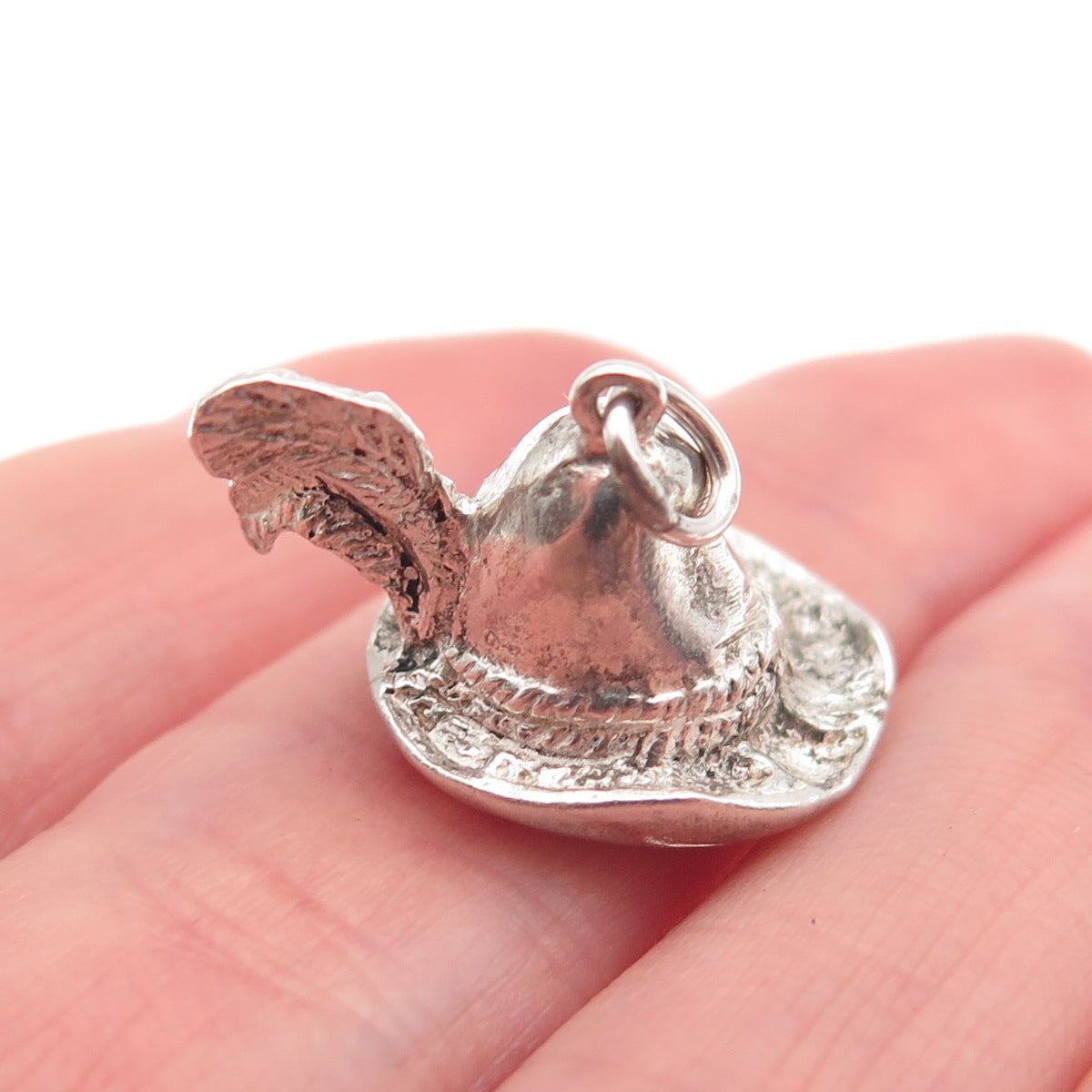 800 Silver Vintage European Policeman's Helmet 3D Mini Charm Pendant