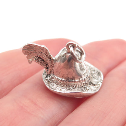 800 Silver Vintage European Policeman's Helmet 3D Mini Charm Pendant