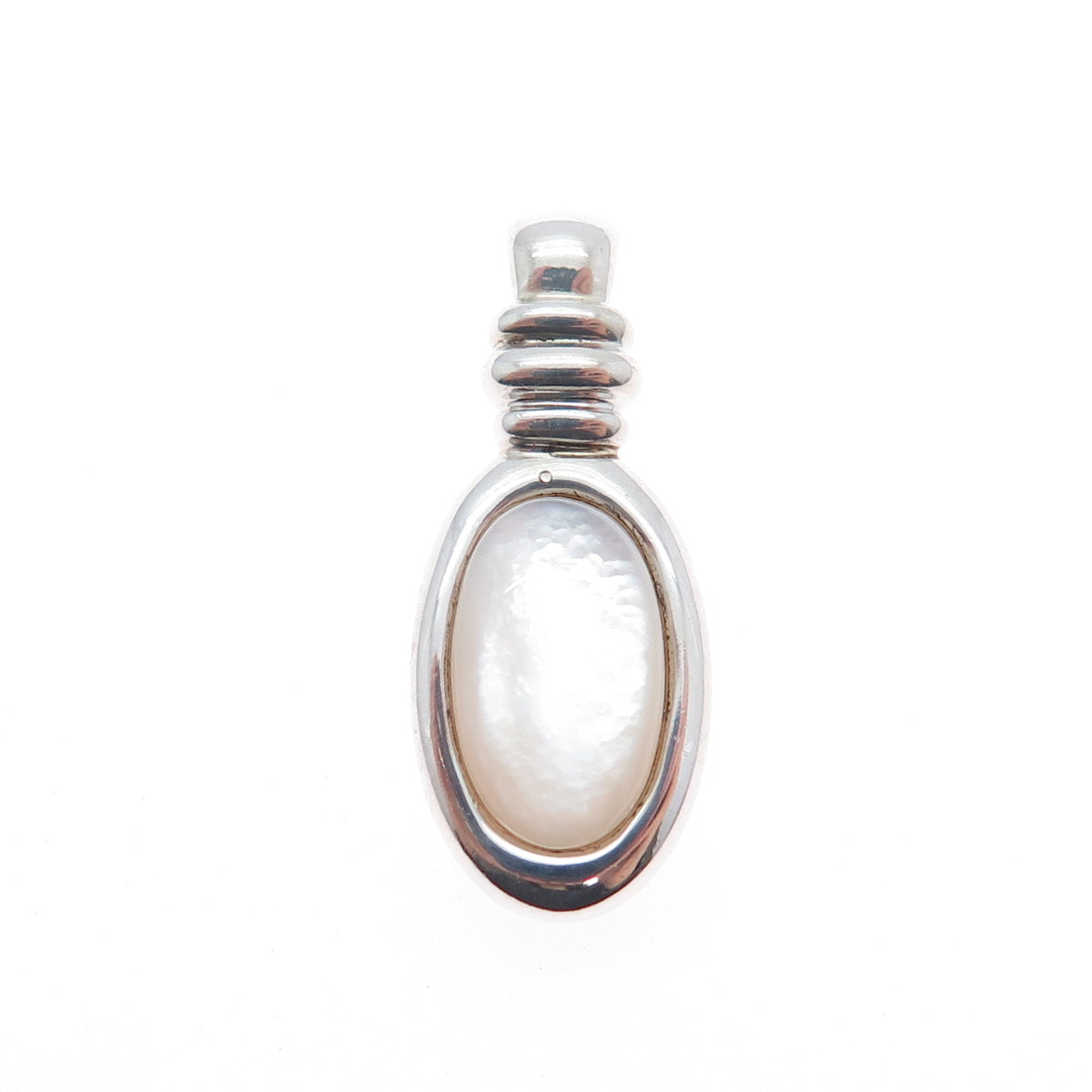 MICHELLE ALBALA 925 Sterling Silver Vintage Real MOP Minimalist Charm Pendant