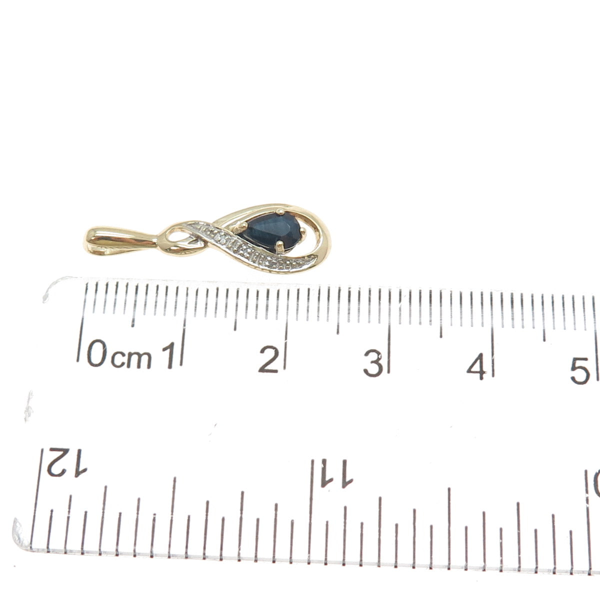 925 Sterling Silver Gold Plated Real Diamond & Sapphire Minimalist Charm Pendant