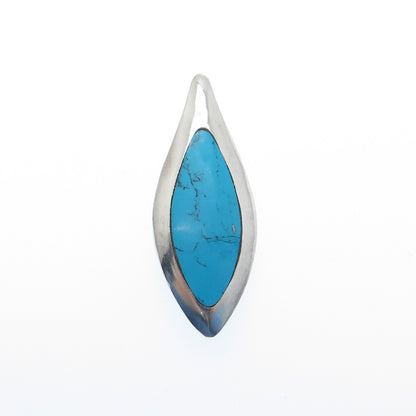 925 Sterling Vintage Morenci Turquoise Black Onyx Petal Dual Sided Slide Pendant