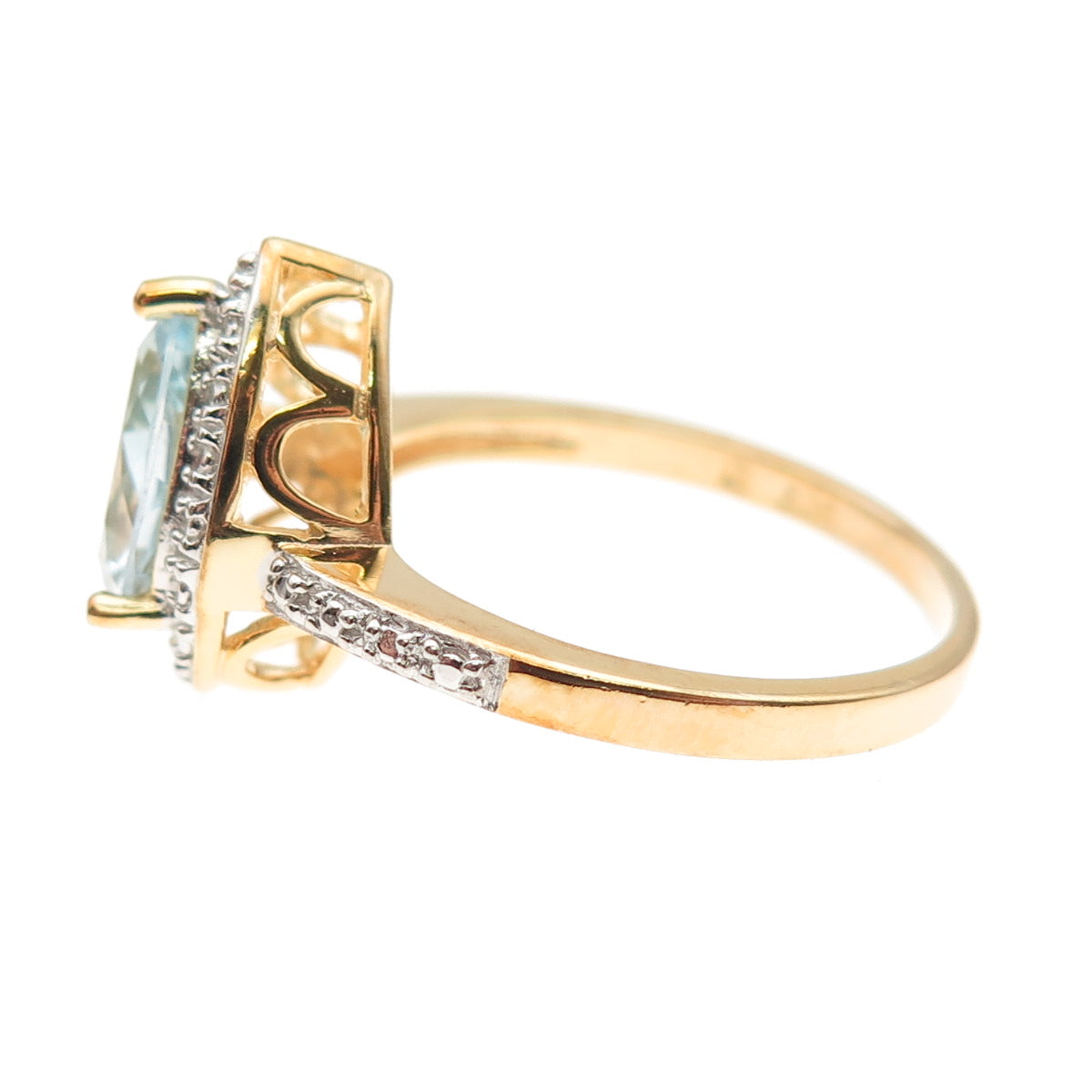 ROSS SIMONS 925 Sterling Gold Plated Real Diamond Accent Blue Topaz Ring Size 9