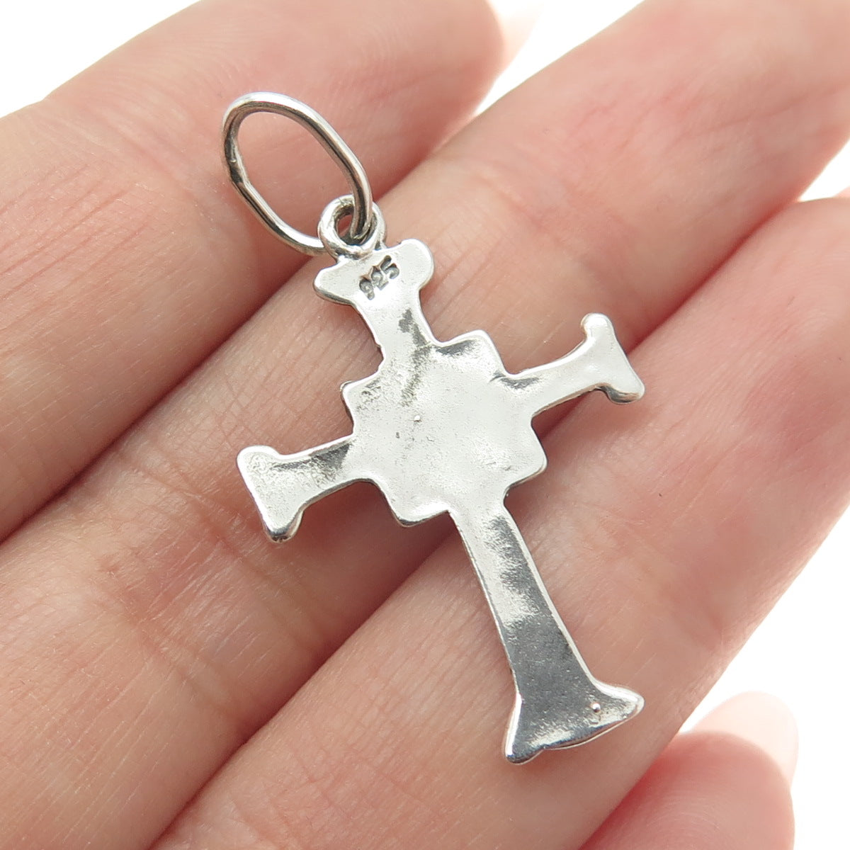 925 Sterling Silver Vintage Holy Spirit Cross Oxidized Pendant