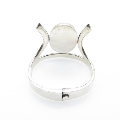 925 Sterling Silver Vintage Real Sodalite Modernist Heavy 77.9g Bracelet 6.75"