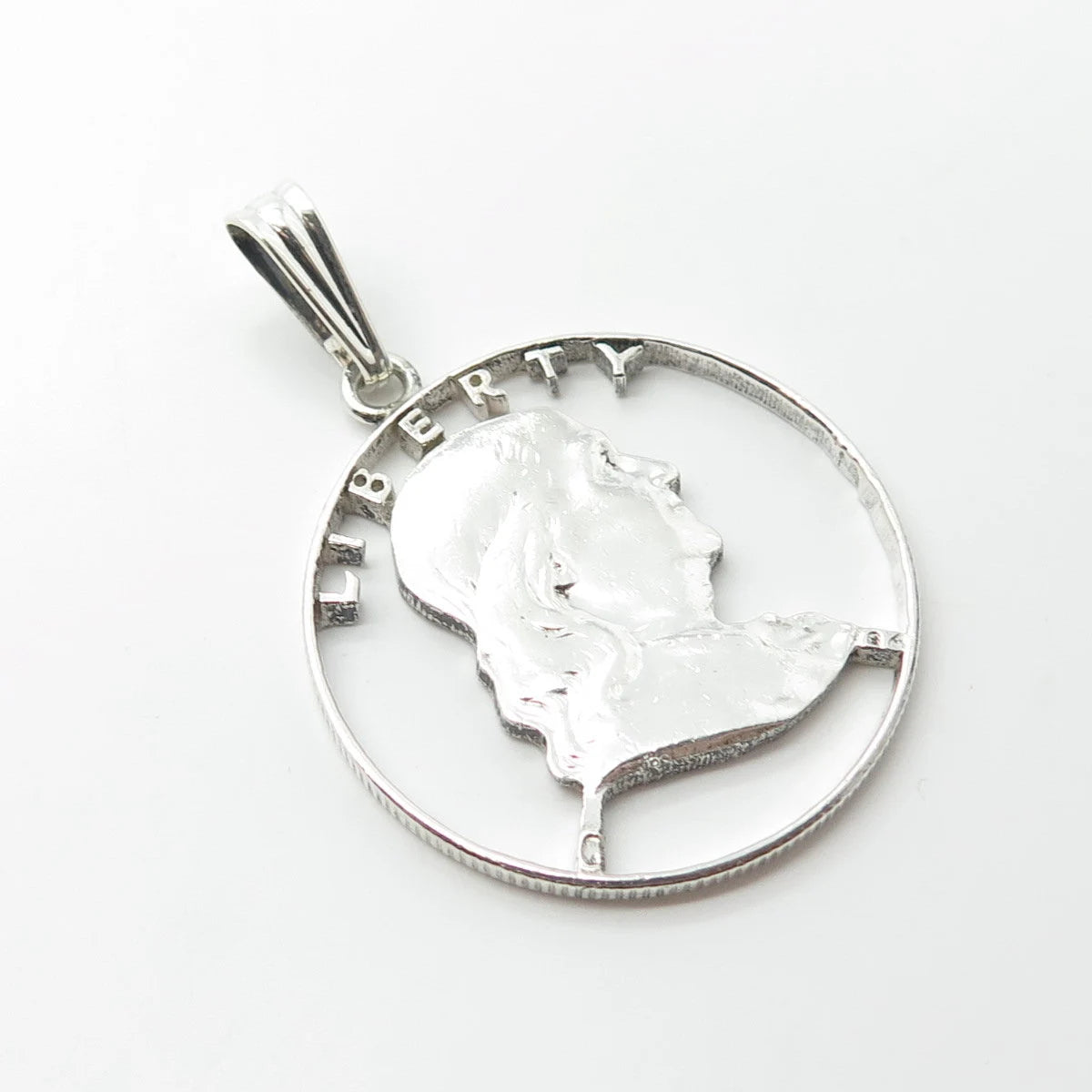925 Sterling Silver Vintage "Liberty" Benjamin Franklin Coin Pendant