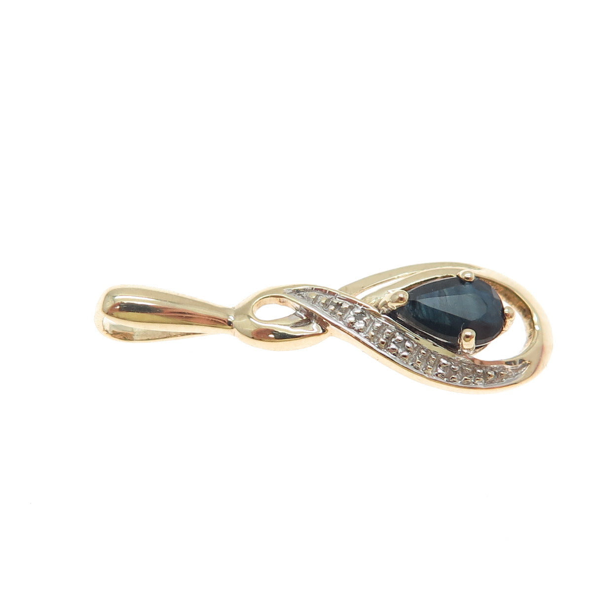925 Sterling Silver Gold Plated Real Diamond & Sapphire Minimalist Charm Pendant