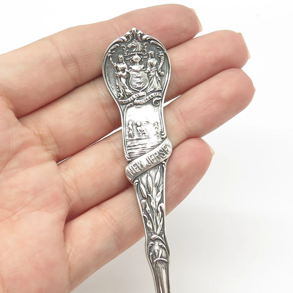925 Sterling Silver Antique Art Deco Mechanics New Jersey States & Cities Spoon