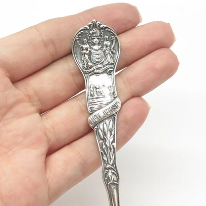 925 Sterling Silver Antique Art Deco Mechanics New Jersey States & Cities Spoon