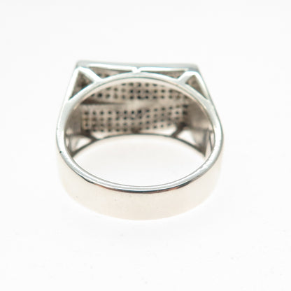 925 Sterling Silver Round-Cut C Z Sparkle Two-Bar Ring Size 10.25