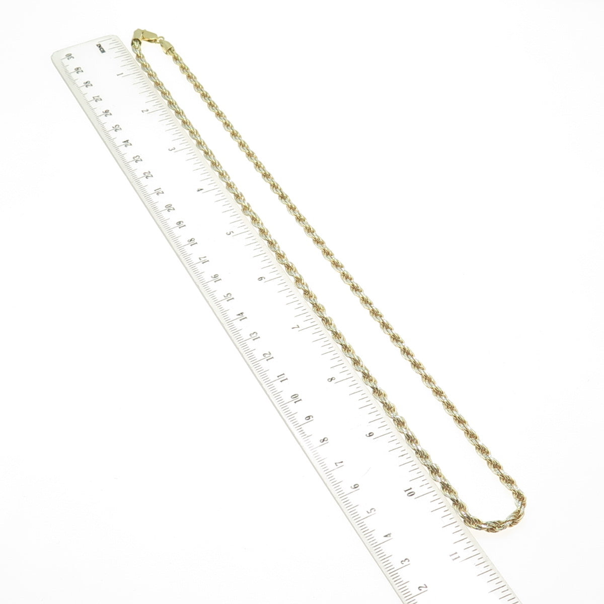 P. LUX 925 Sterling Silver Gold Plated Italy Twisted Rope Chain Necklace 22"