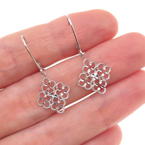 Jacmel Mauritius 14K White Gold Floral Dangle Earrings
