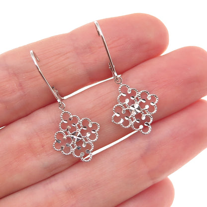 Jacmel Mauritius 14K White Gold Floral Dangle Earrings
