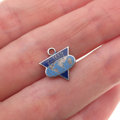 L.G. Balfour 925 Sterling Silver Vintage Enamel Y-Teen Mini Charm Pendant