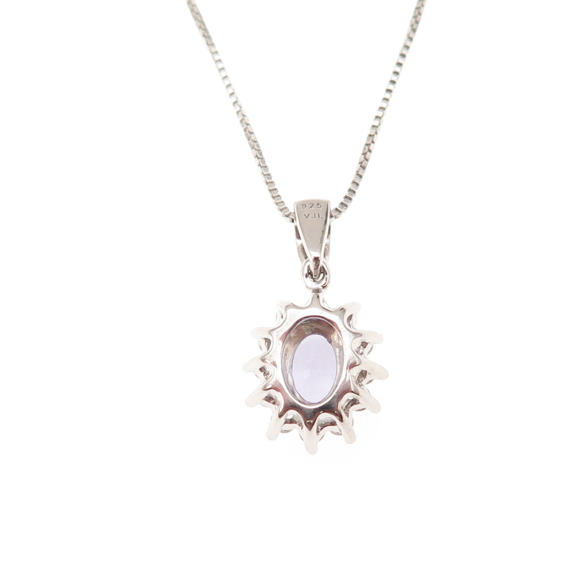 925 Sterling Silver Real Tanzanite & White Topaz Box Chain Necklace 18-20"