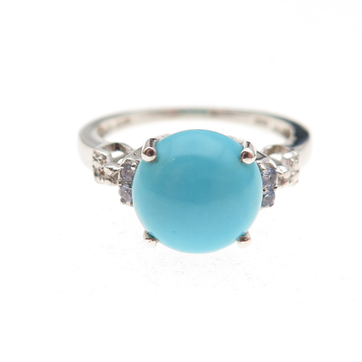 Chuck Clemency 925 Sterling Silver Real Turquoise & Tanzanite Ring Size 8