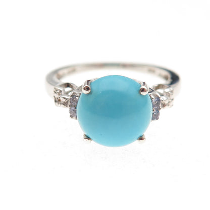 Chuck Clemency 925 Sterling Silver Real Turquoise & Tanzanite Ring Size 8