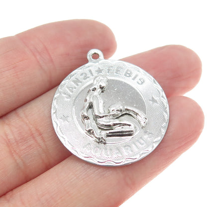 ELCO 925 Sterling Silver Vintage Aquarius Zodiac Sign Pendant