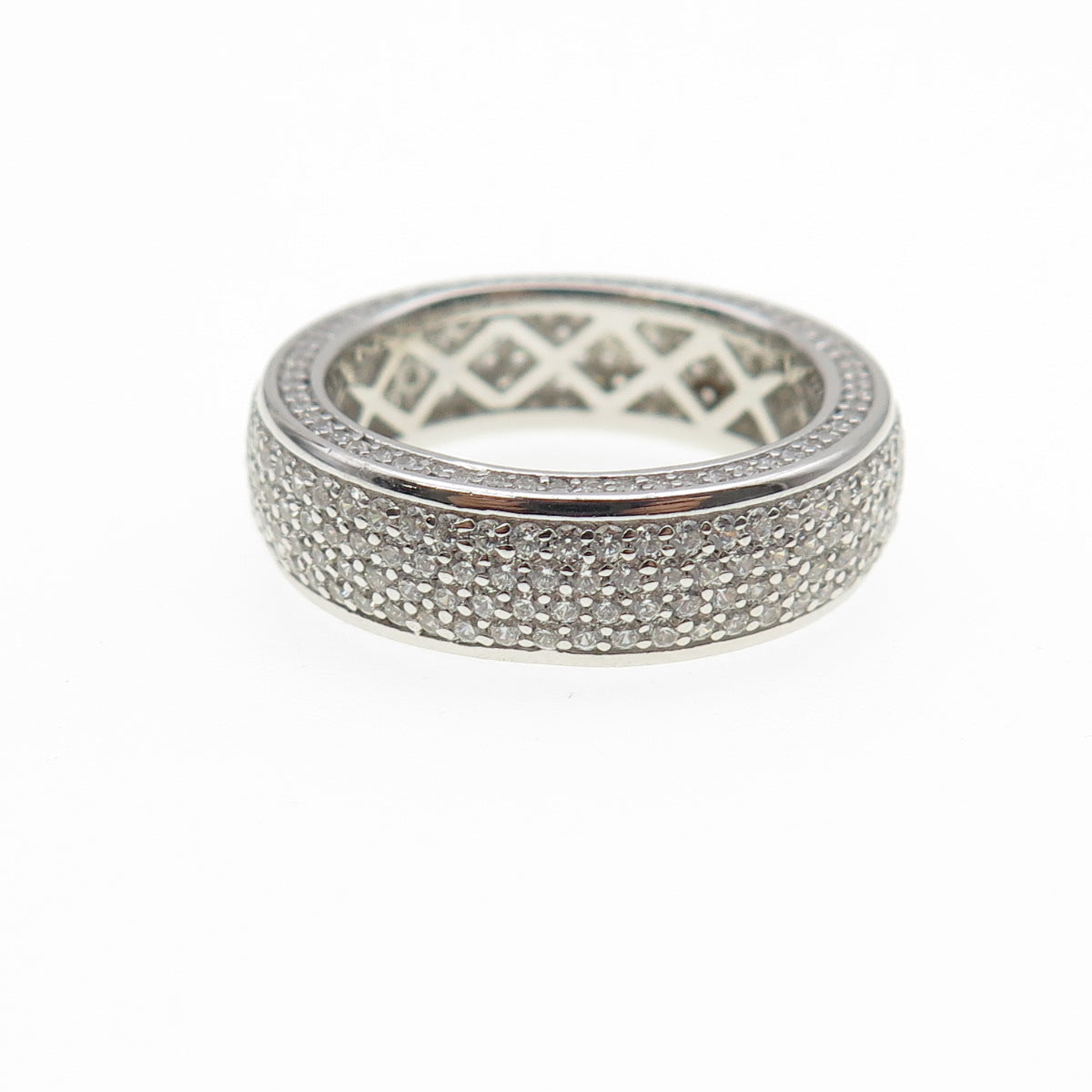 925 Sterling Silver Round-Cut C Z Eternity Band Ring Size 7.25