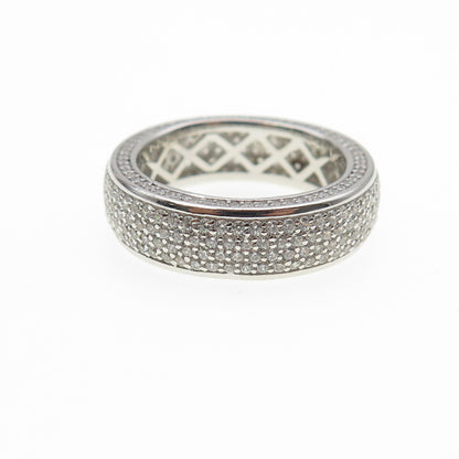 925 Sterling Silver Round-Cut C Z Eternity Band Ring Size 7.25