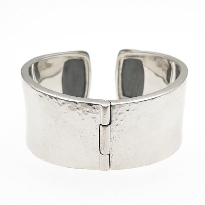 Boma 925 Sterling Silver Real Doublet Hematite Hammered Cuff Bracelet 6.75"