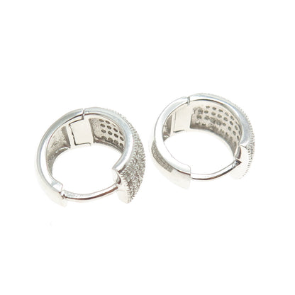 925 Sterling Silver Round-Cut C Z Sparkle Hoop Earrings