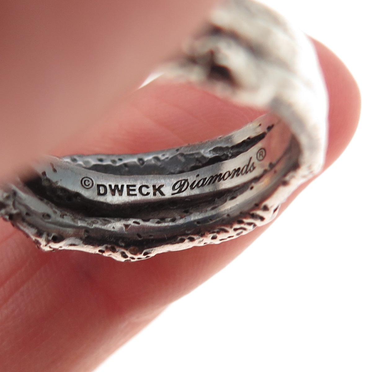 Stephen Dweck 925 Sterling Silver 2-Tone Real Diamond Botanical Ring Size 9.25