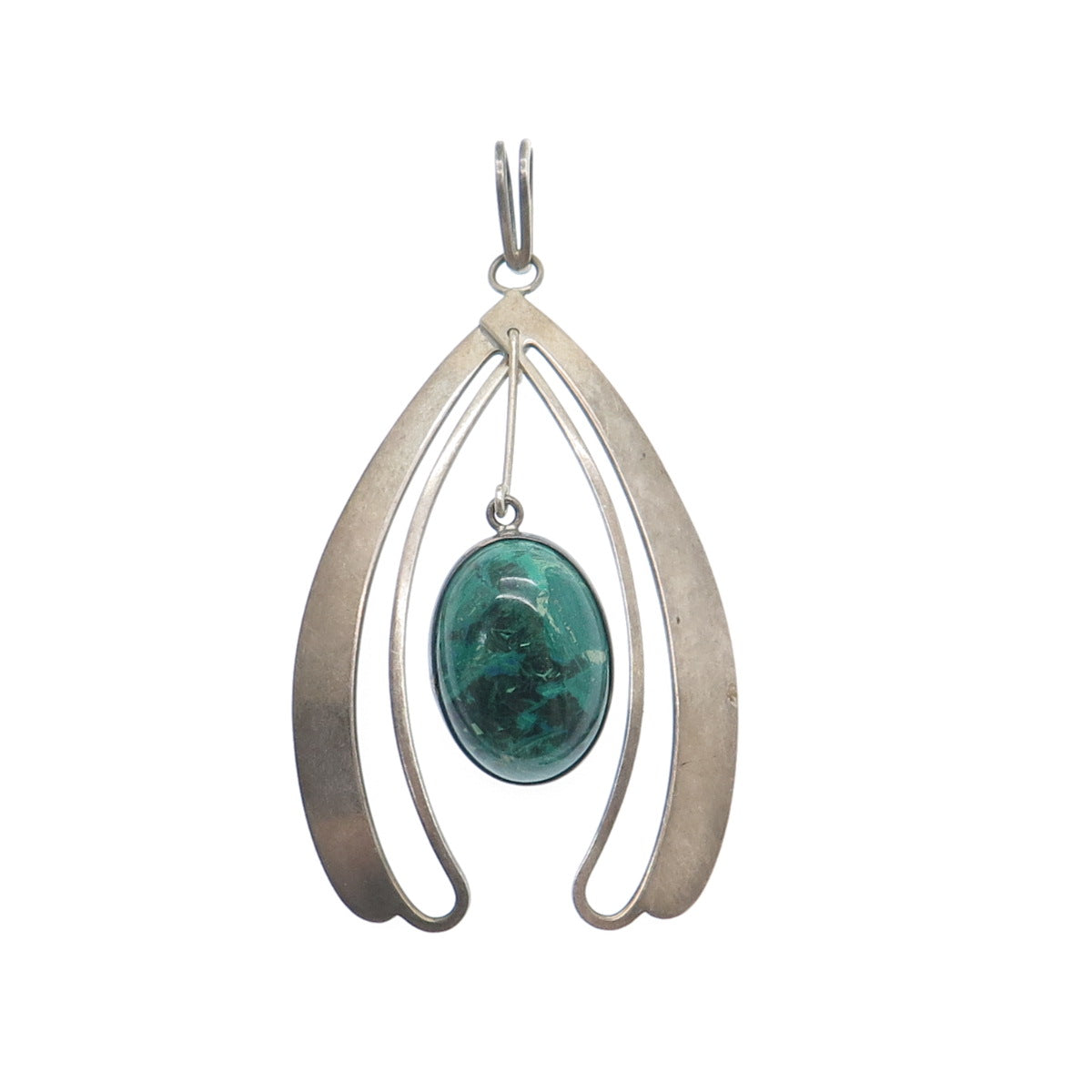 925 Sterling Silver Vintage Israel Real Eilate Modernist Oxidized Pendant