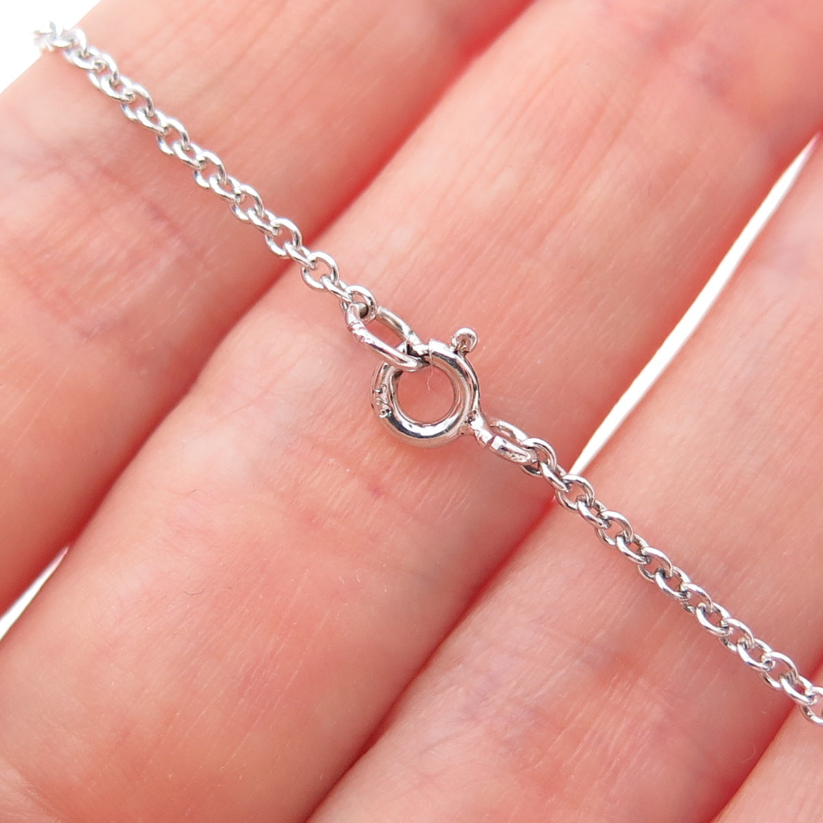 ATI ANNIKA WITT 925 Sterling Silver Champagne & White C Z Chain Necklace 16"